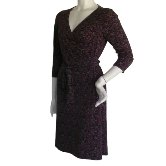 TAHARI ASL Dress, 6, True Wrap, Sequin PRINT, 3/4 sleeves, Sash Belt - Picture 4 of 13